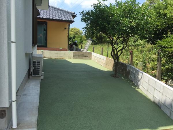 2017/7/14 八幡西区鉄王のF邸をガチン固施工しました！ 庭をグリーンのガチンコにしました!