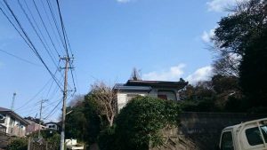 2017/2/7 八幡東区勝山町 O邸 C=170の桧の伐採です。